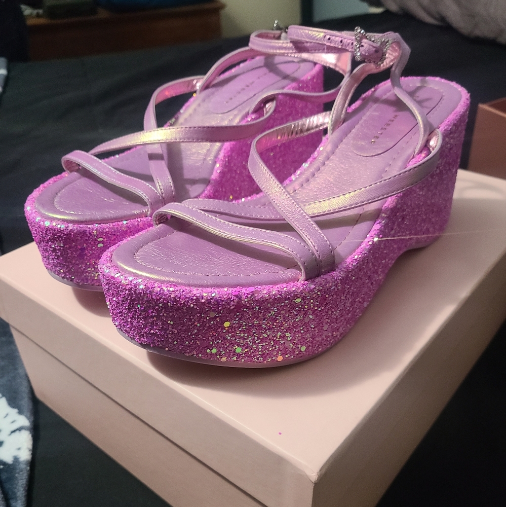Sophia Webster pink Venus platform shoes